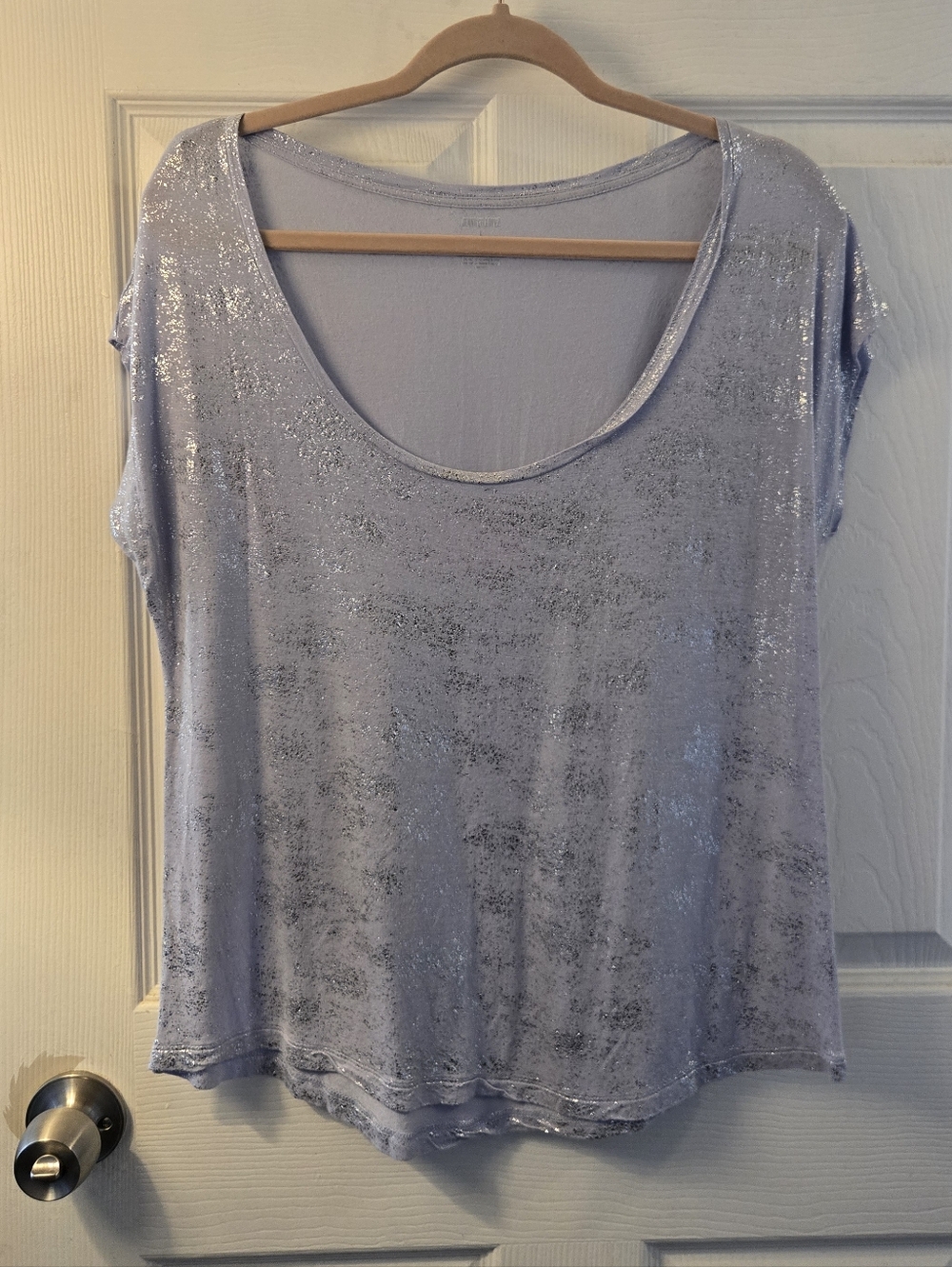 Jennifer Lopez Metallic Lilac Scoop Neck Women’s Top